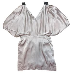 Forever 21 Woven Top Sleeveless Tunic Silky Cocoa Back Zipper Women Large NWT